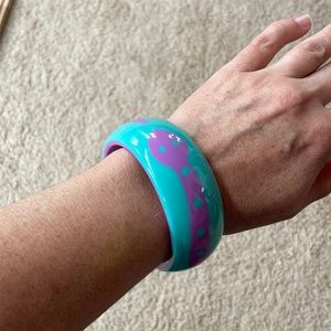 RARE Vintage Rafia & Bossa Paris Turquoise & Purple “Snake”Acrylic Resin Bangle